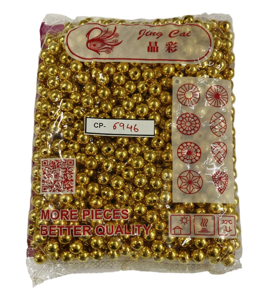 Golden Beads - 500 gm - 10  mm