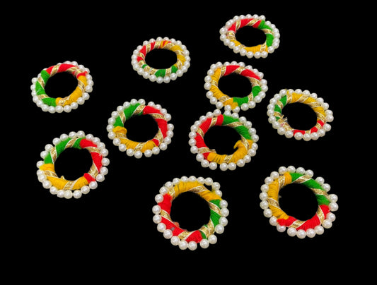 Gota patti Ring Multicolor 2 inch- 10 pieces