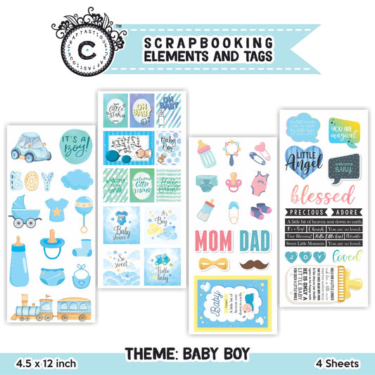 Scrapbooking Elements and Tag -Baby Boy