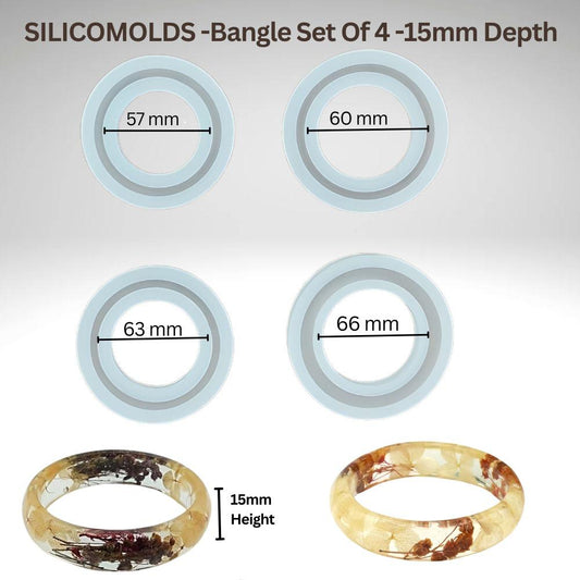 Resin Bangle Bracelet Mold (Set of 4PCS)- 15 mm , Design - 498