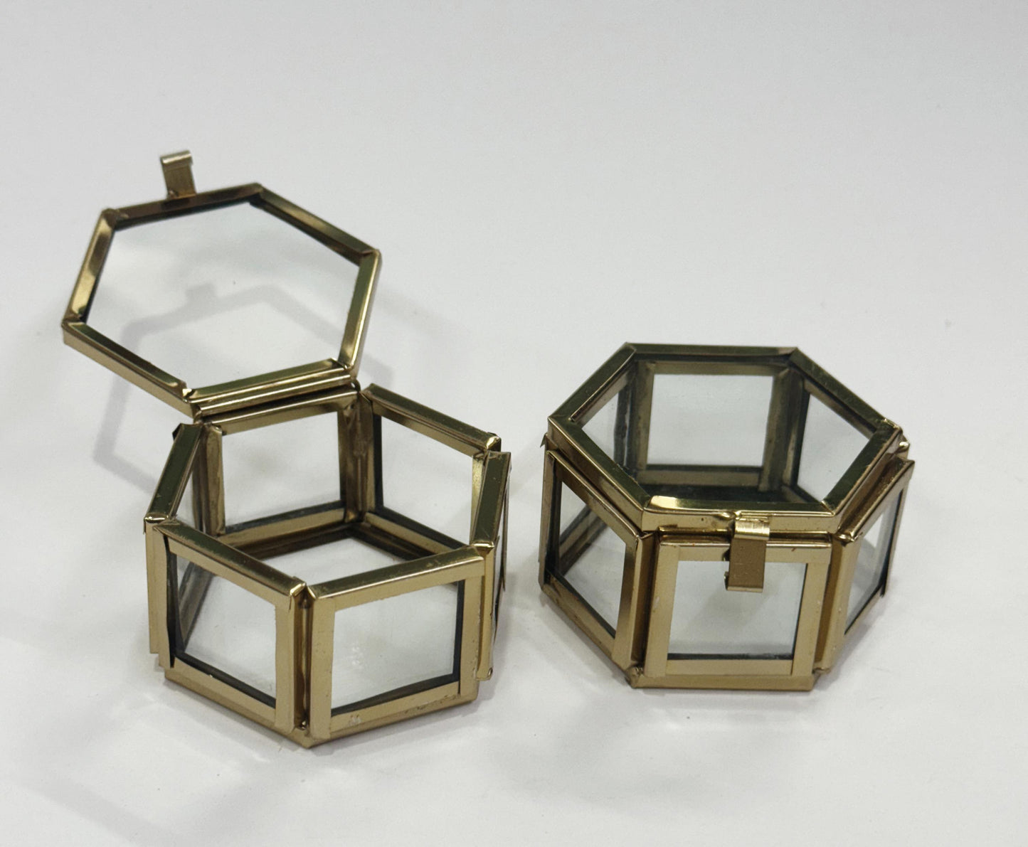 Vintage Glass Box Set for Ring –2 inch -  2 pieces-