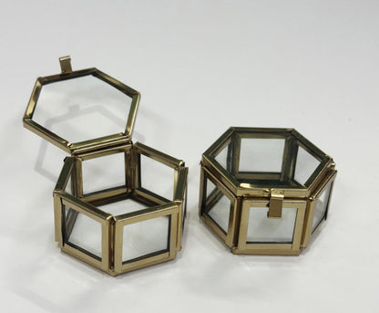 Vintage Glass Box Set for Ring –2 inch -  2 pieces-