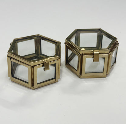 Vintage Glass Box Set for Ring –2 inch -  2 pieces-