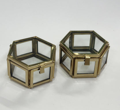 Vintage Glass Box Set for Ring –2 inch -  2 pieces-