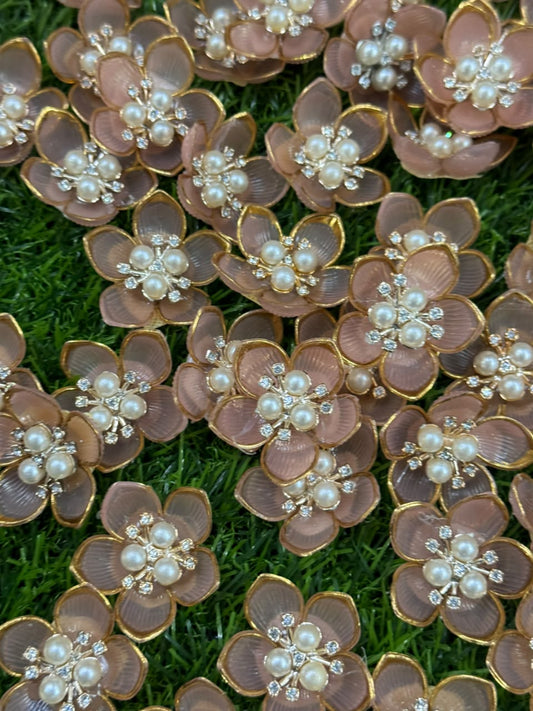 Peach Artificial Flower - 10 pieces , Shade - 9