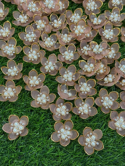 Peach Artificial Flower - 10 pieces , Shade - 9