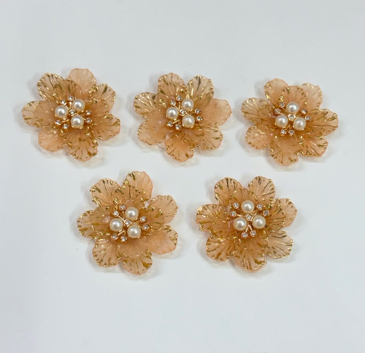 Peach Artificial Flower - 5 pieces , Shade - 12