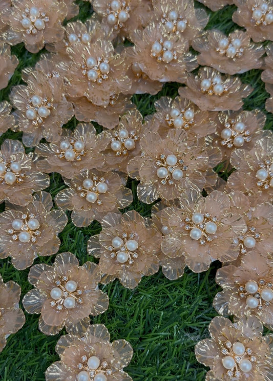 Peach Artificial Flower - 5 pieces , Shade - 12