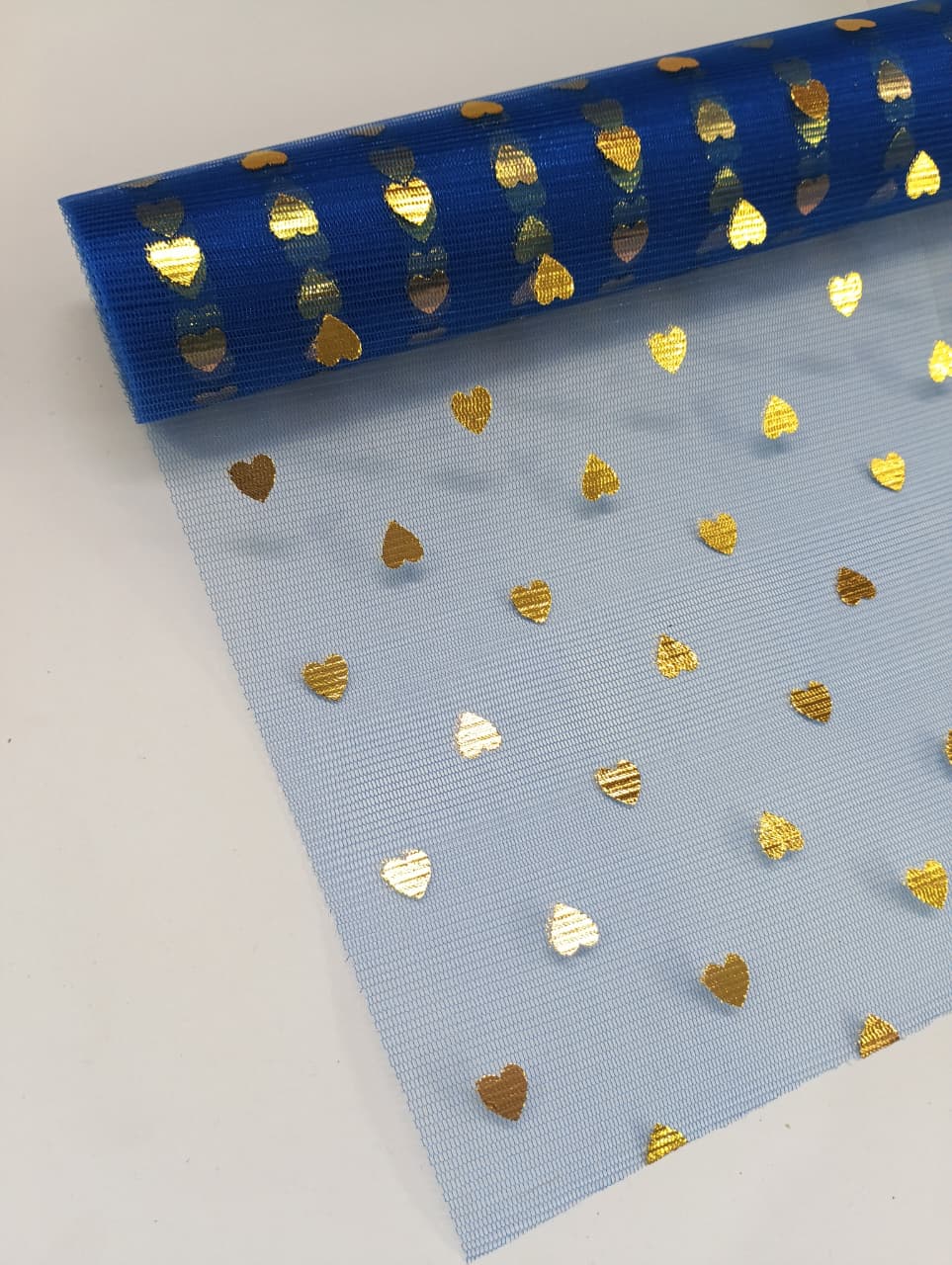 Blue Small Heart Pattern - Net Roll - 4.5 mtr