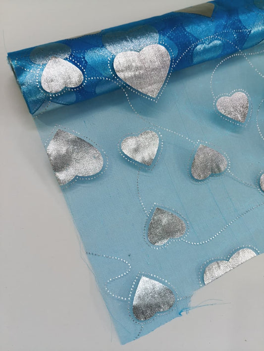 Big Heart Pattern - Net Roll - Blue - 4.5 mtr