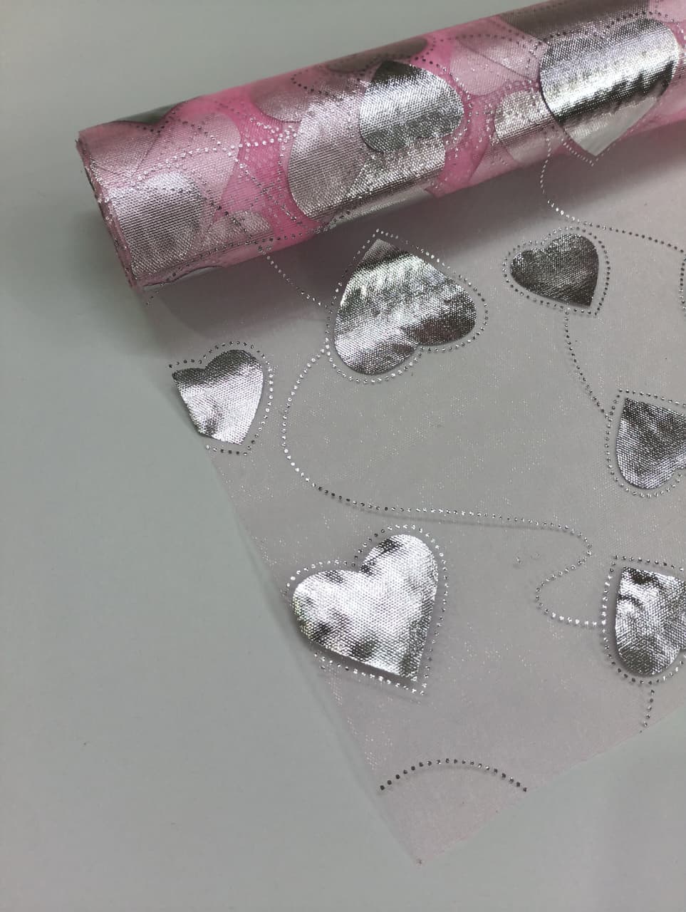Big Heart Pattern - Net Roll - Pink - 4.5 mtr