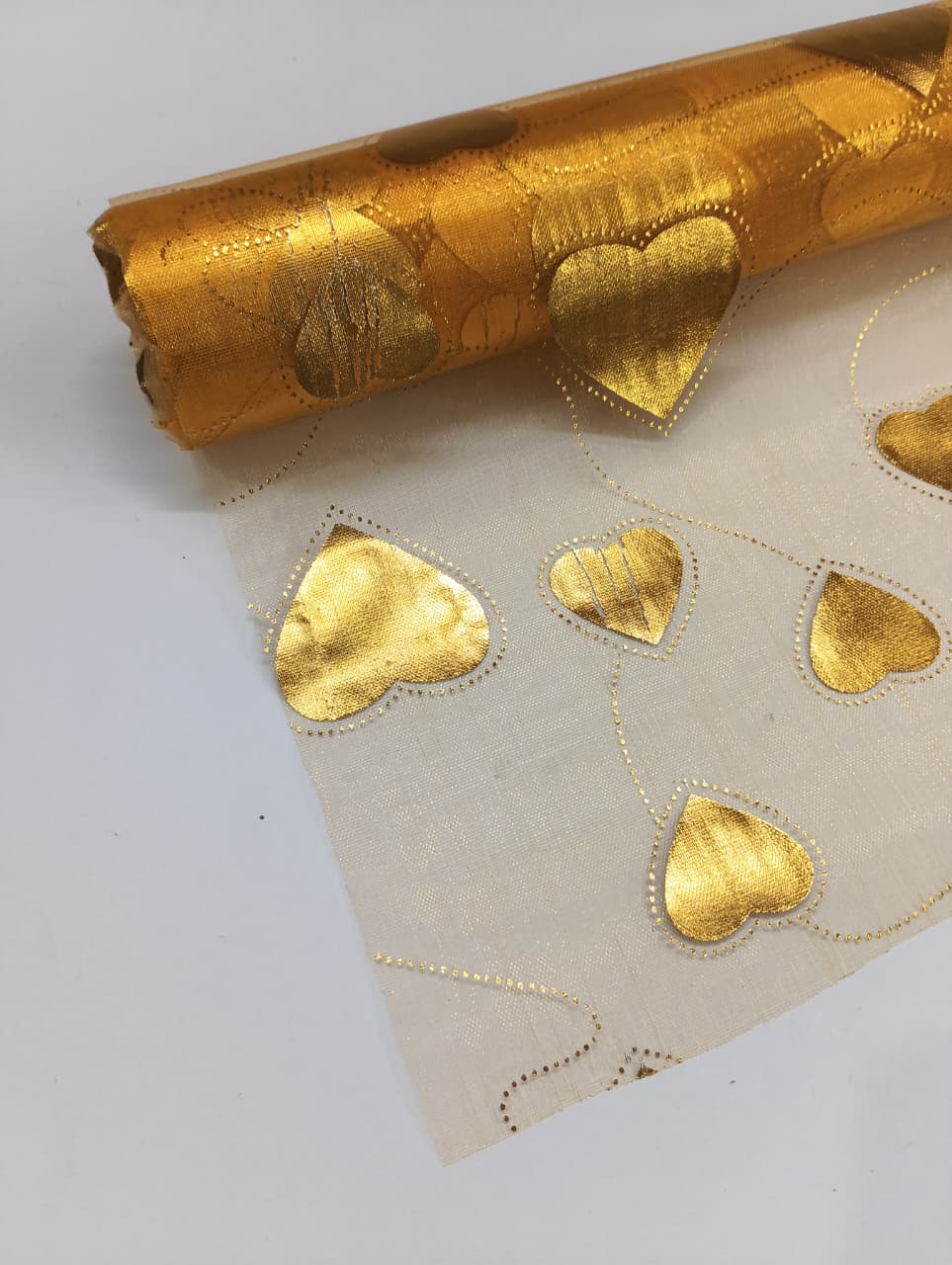 Big Heart Pattern - Net Roll - Yellow Golden - 4.5 mtr