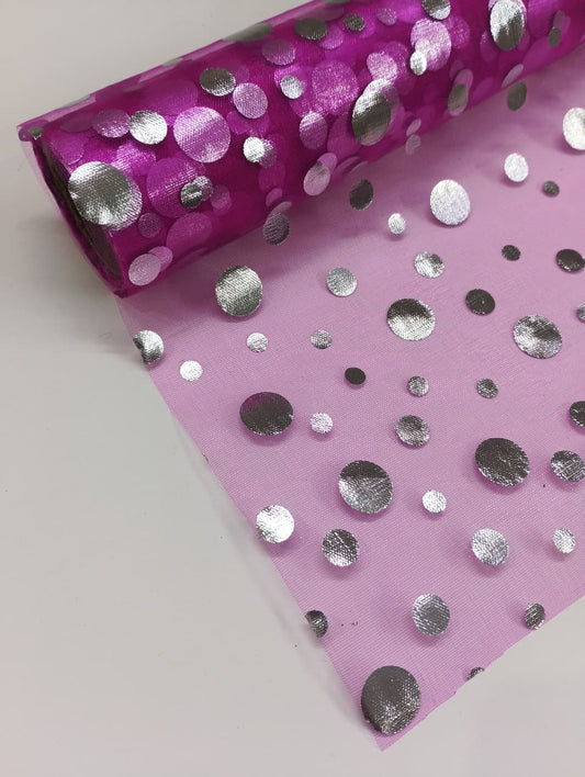 Polka Dots Pattern - Net Roll - Dark Pink - 4.5 mtr