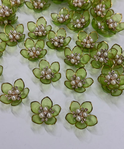 Green Artificial Flower - 10 pieces , Shade -14