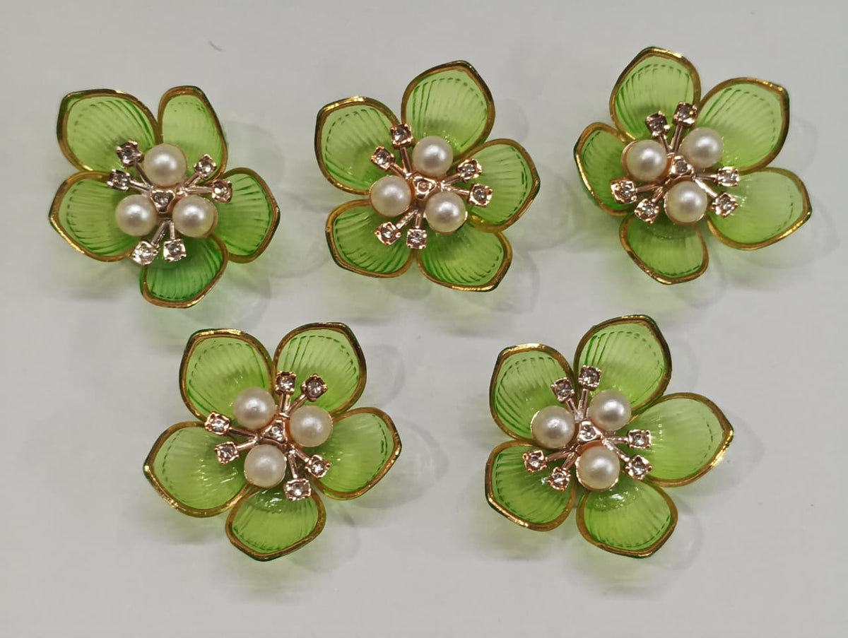 Green Artificial Flower - 10 pieces , Shade -14