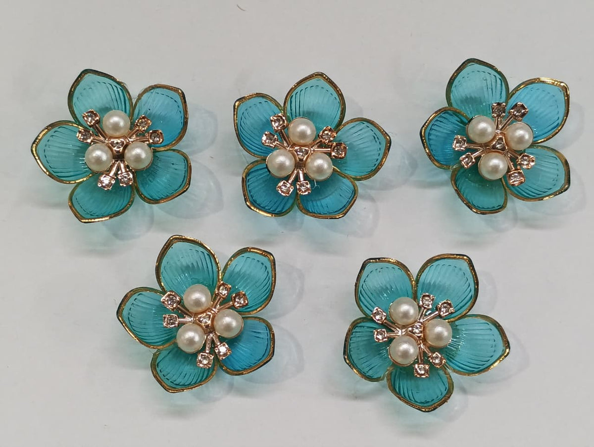 turquoise blue Artificial Flower - 10 pieces , Shade - 16