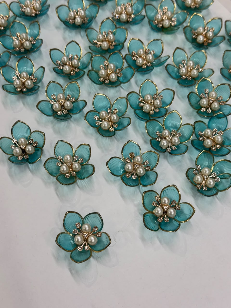turquoise blue Artificial Flower - 10 pieces , Shade - 16