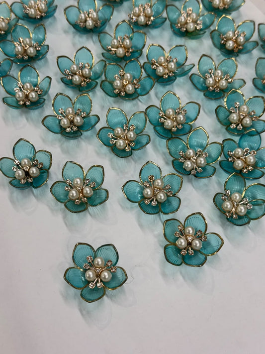 turquoise blue Artificial Flower - 10 pieces , Shade - 16