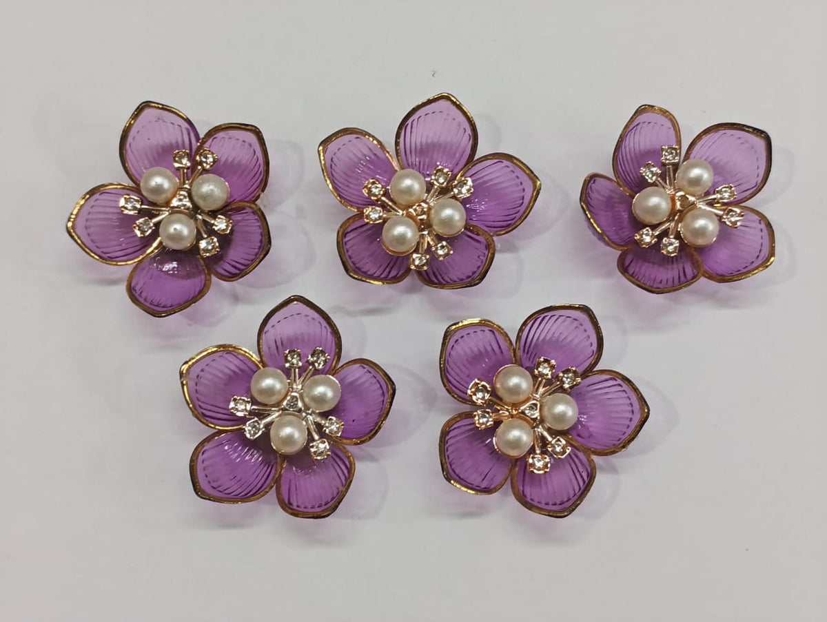 Purple Artificial Flower - 10 pieces , Shade - 17