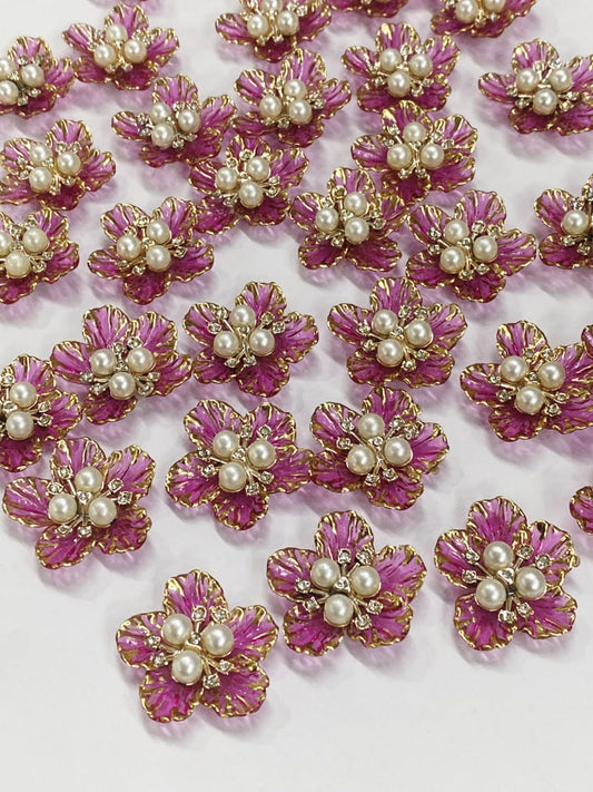Dark Pink Artificial Flower - 10 pieces , Shade - 18