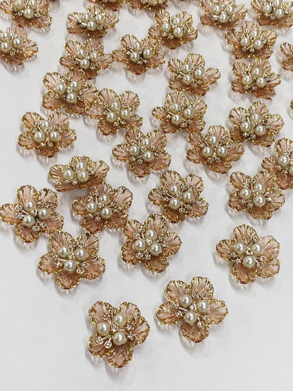 Peach Artificial Flower - 10 pieces , Shade - 20