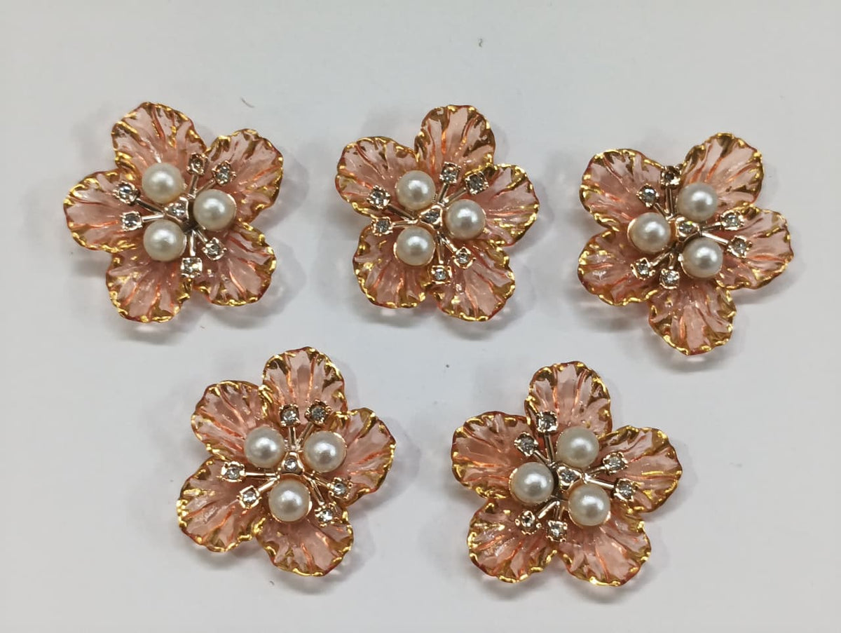 Peach Artificial Flower - 10 pieces , Shade - 20