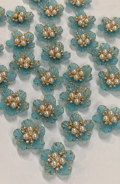 Light blue Artificial Flower - 10 pieces , Shade - 21