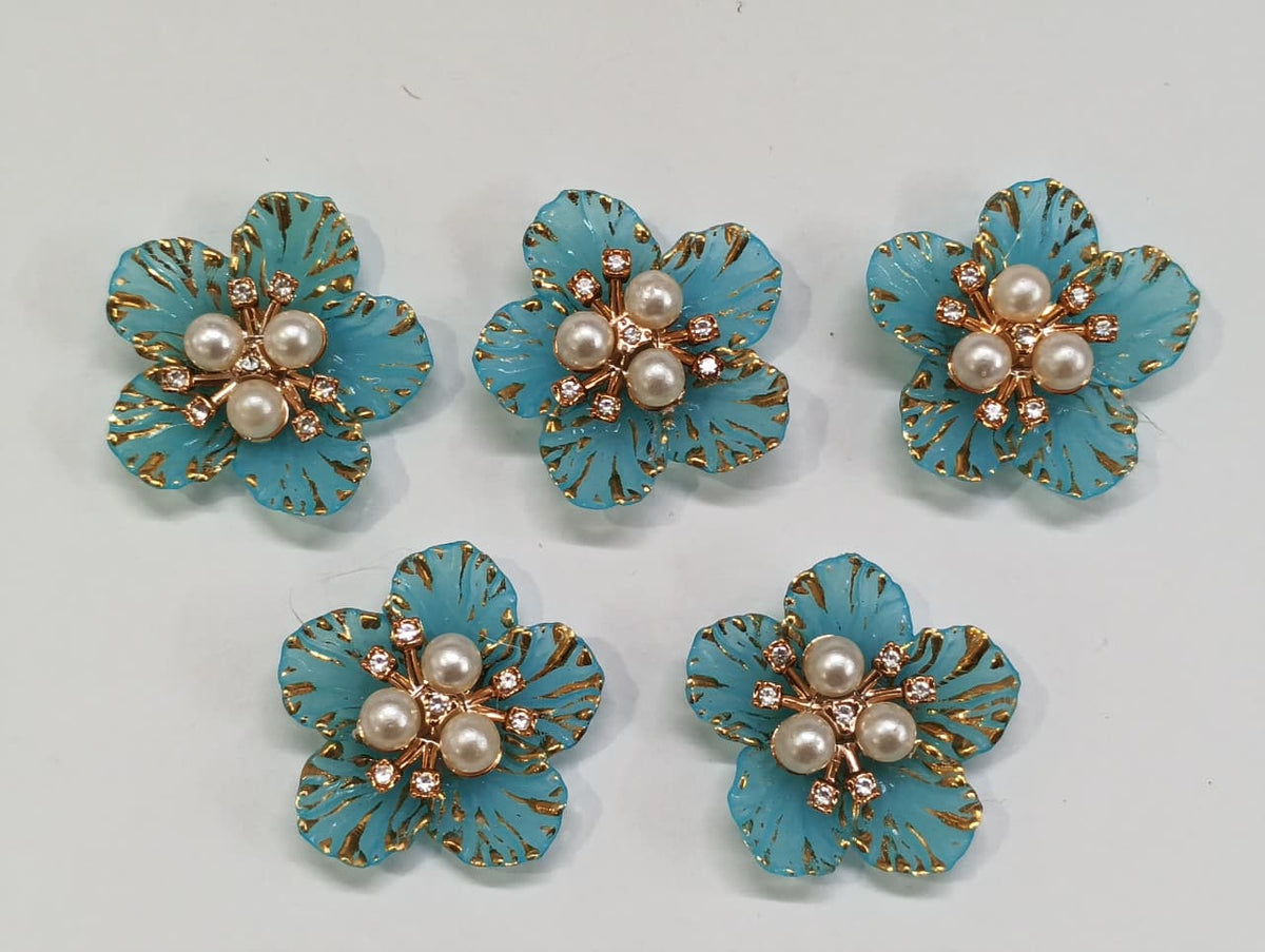 Light blue Artificial Flower - 10 pieces , Shade - 21