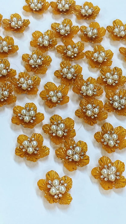 Orange Artificial Flower - 10 pieces , Shade - 22