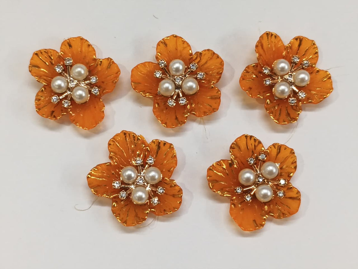 Orange Artificial Flower - 10 pieces , Shade - 22