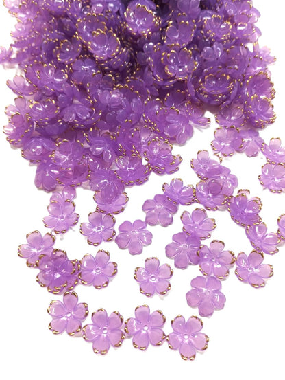 Artificial Flower Beads - Purple - 50 gm