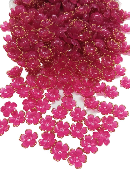 Artificial Flower Beads - Dark Pink - 50 gm