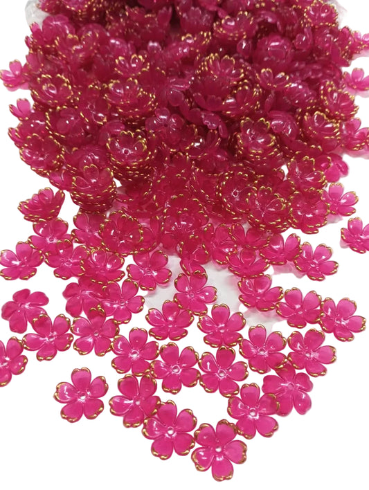 Artificial Flower Beads - Dark Pink - 50 gm