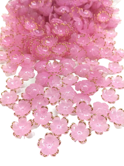 Artificial Flower Beads - Pink - 50 gm