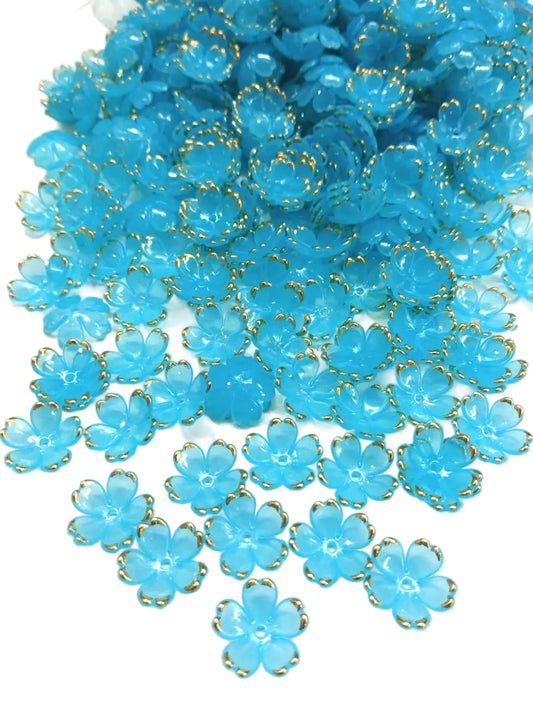 Artificial Flower Beads - Ocean Blue - 50 gm