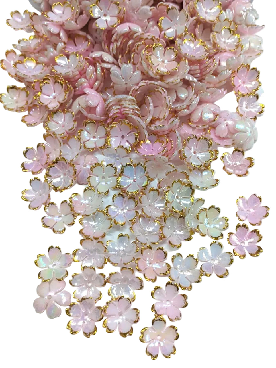 Artificial Flower Beads - Pearly Pink - 50 gm