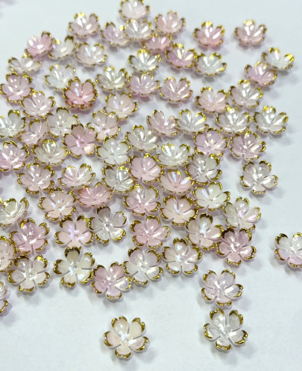 Artificial Flower Beads - Pearly Pink - 50 gm