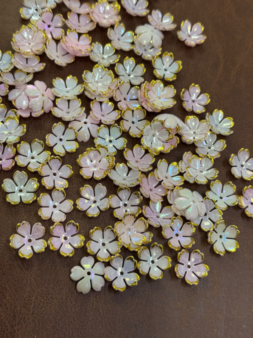 Artificial Flower Beads - Pearly Pink - 50 gm