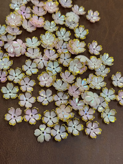 Artificial Flower Beads - Pearly Pink - 50 gm