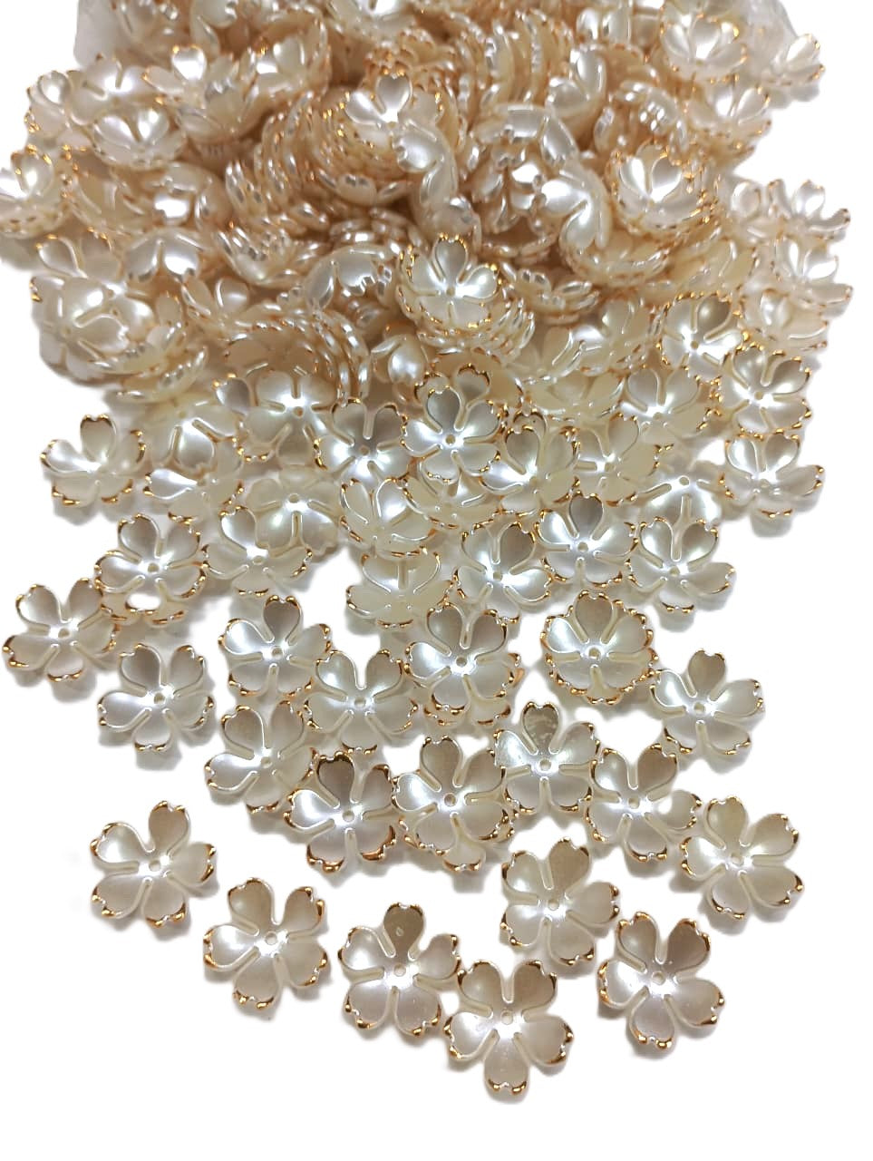 Artificial Flower Beads - Pearly White - 50 gm