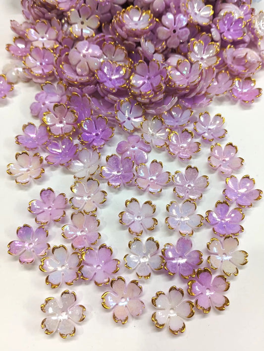 Artificial Flower Beads - Pearly Lavender - 50 gm