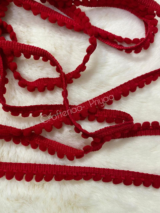 Pom Pom Lace- 10 mtr – Red