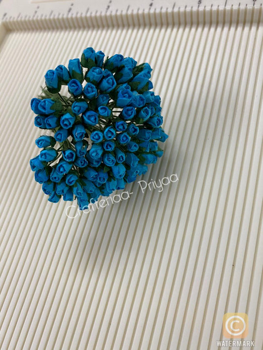Mulberry Mini Rose Buds- 100 pieces- Blue