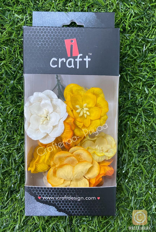 Mulberry Poppy Flowers- 10 pieces- Yellow Theme