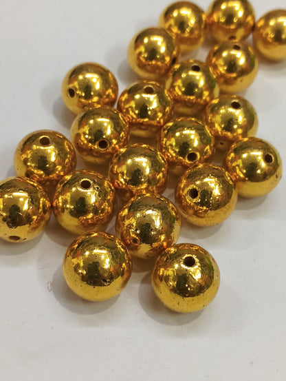 Golden Beads - 500 gm - 10  mm