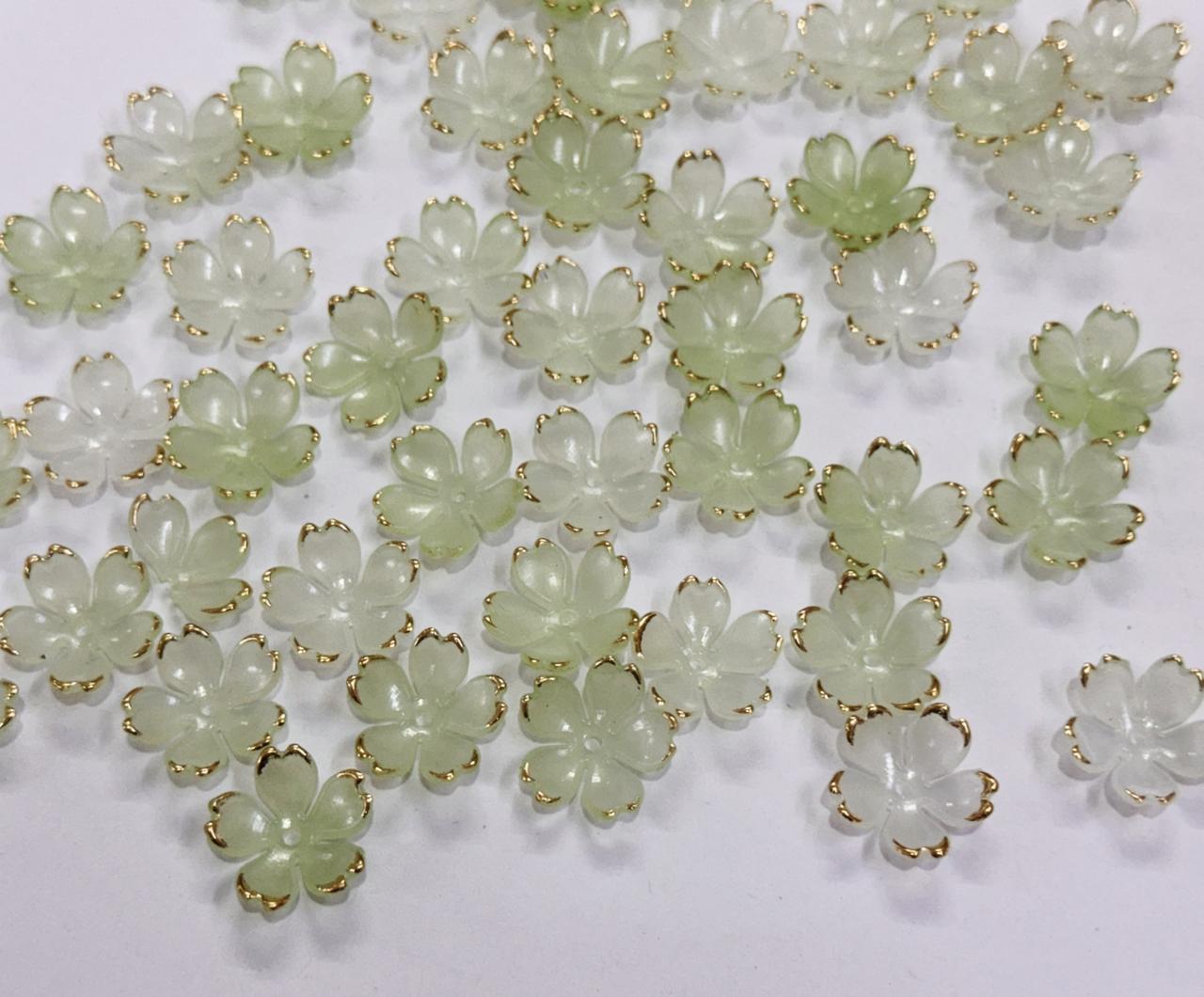 Flower Beads - 50 gm- Light Green