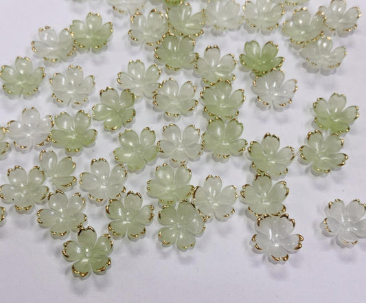 Flower Beads - 50 gm- Light Green
