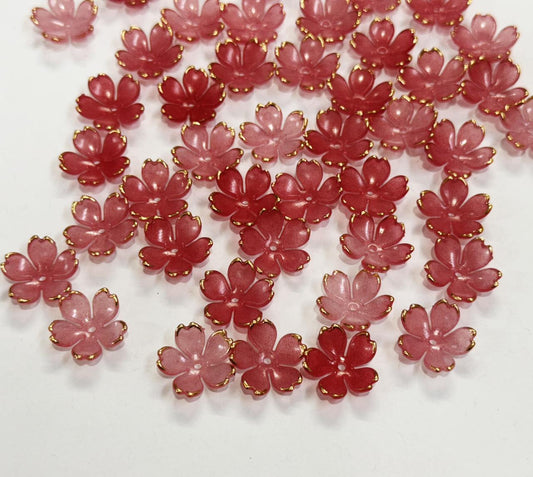Flower Beads - 50 gm- Red