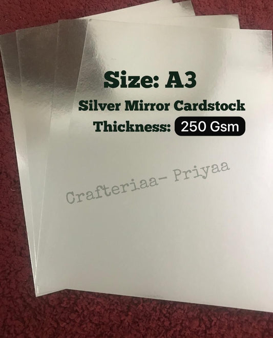 Silver Mirror Cardstock 250 GSM- 50 Sheets- A3