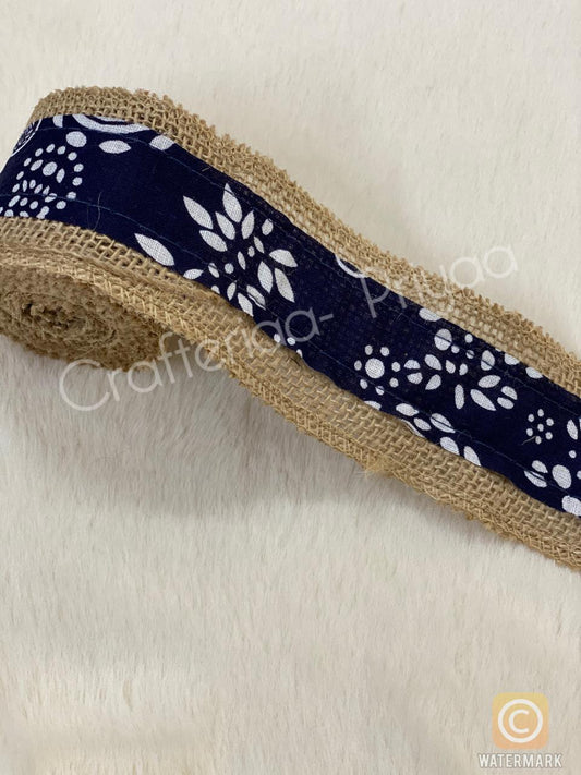 Jute Lace- 1 roll- Blue floral